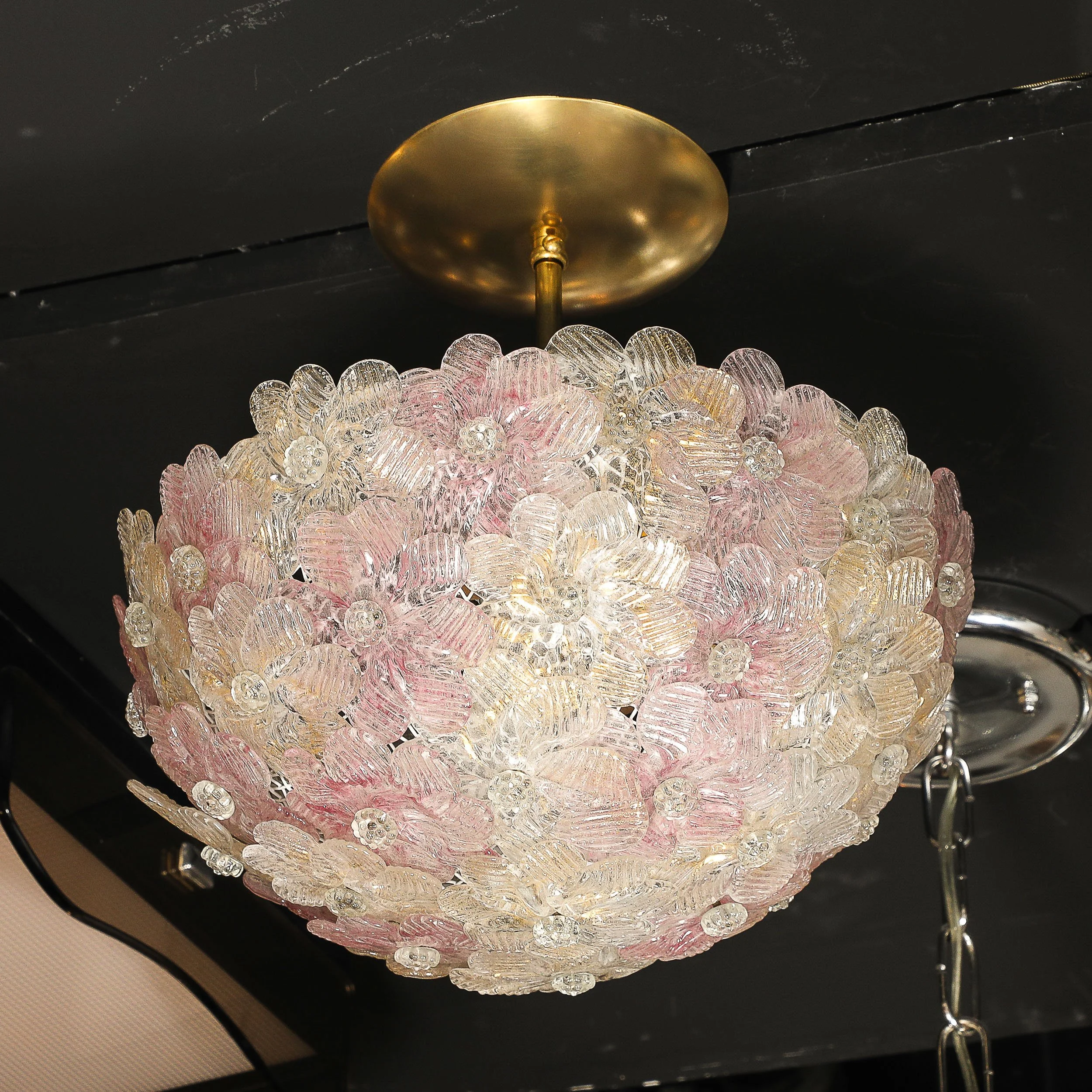 Mid-Century Hand-Blown Murano Glass Six Arm Chandelier by Barovier